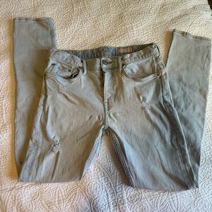 All Saints Distressed Light Wash Women's Cigarette Button Fly Skinny Jeans Sz30